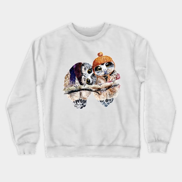 Winter Owls Crewneck Sweatshirt by annashell